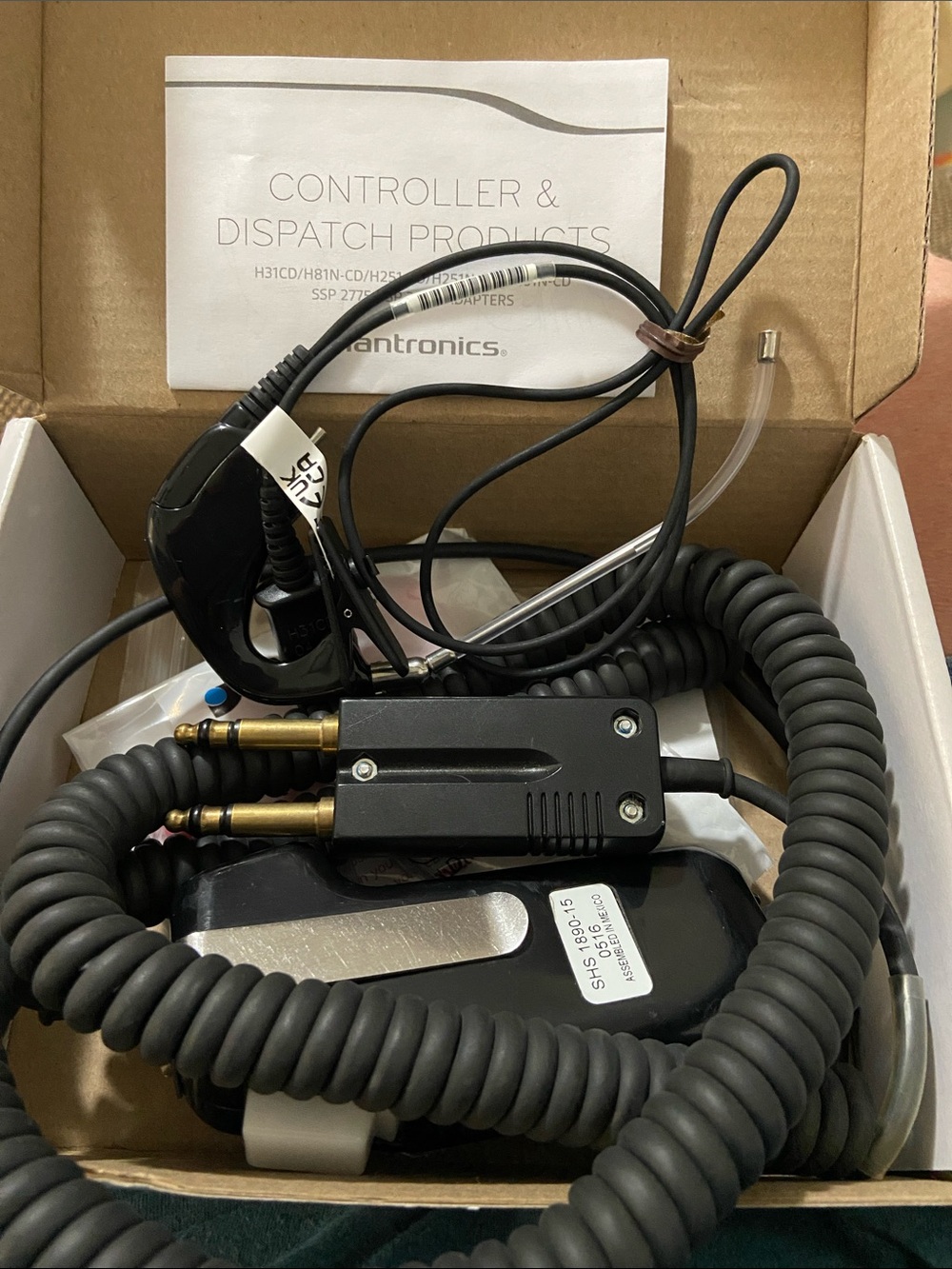 Plantronics Black Coiled Headset Adapter with Dual Plugs